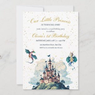 Carte Château de Princesse Anniversaire Fantaisie Dragon