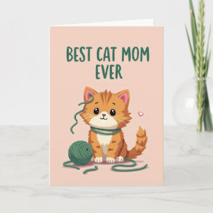 Carte Chaton au gingembre, meilleure maman de chat qui s