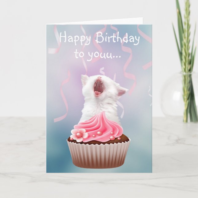Carte Chaton de joyeux anniversaire (Devant)