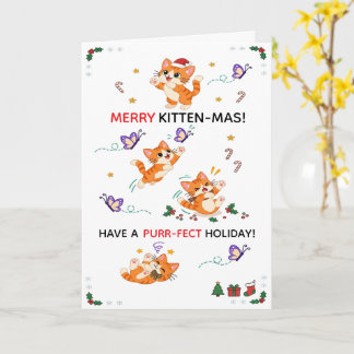 Carte Chatons orange espiègles Noël