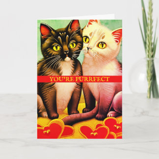 Carte Chatons Rétro Vintage Jolis Chats Saint-Valentin