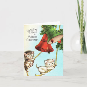 Carte Chatons Vintage Et Cloches De Noël
