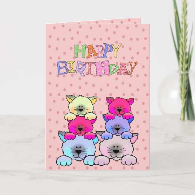 Carte Chats 2 de joyeux anniversaire des filles de (Devant)