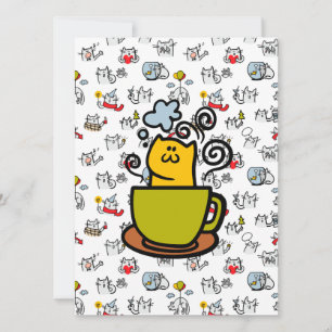 Carte Chats amusants, lait et magie.