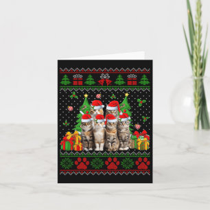 Carte Chats amusants Santa Hat sapin de Noël laid Noël