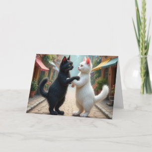 Carte Chats Anniversaires Dansant Sur Cobblestone Street
