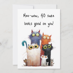 Carte Chats biscornus aux grands yeux Appartement 40e an