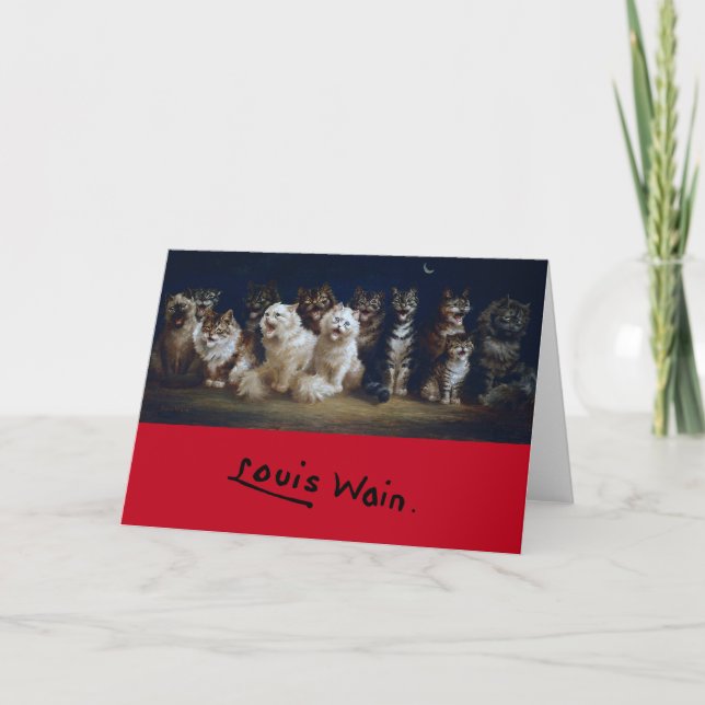 Carte Chats chantant des chants de Noël, Louis Wain (Devant)