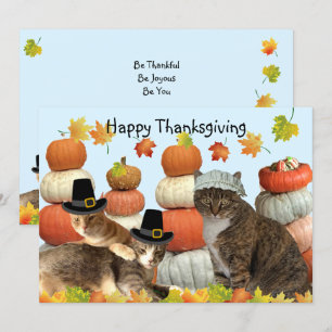 Carte Chats, Citrouilles et feuilles d'automne