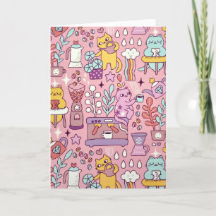 Carte Chats D'Anniversaire En Rose