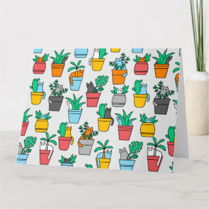 Carte Chats dans les pots à fleurs