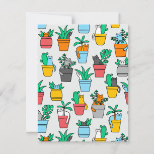 Carte Chats dans les pots à fleurs