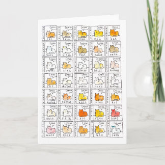Carte Chats de couleur apprennent Miaou plusieurs langue