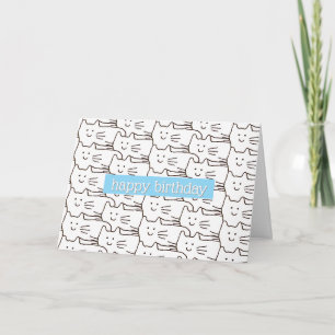 Carte Chats de dessin animé drôles dessinant joyeux anni