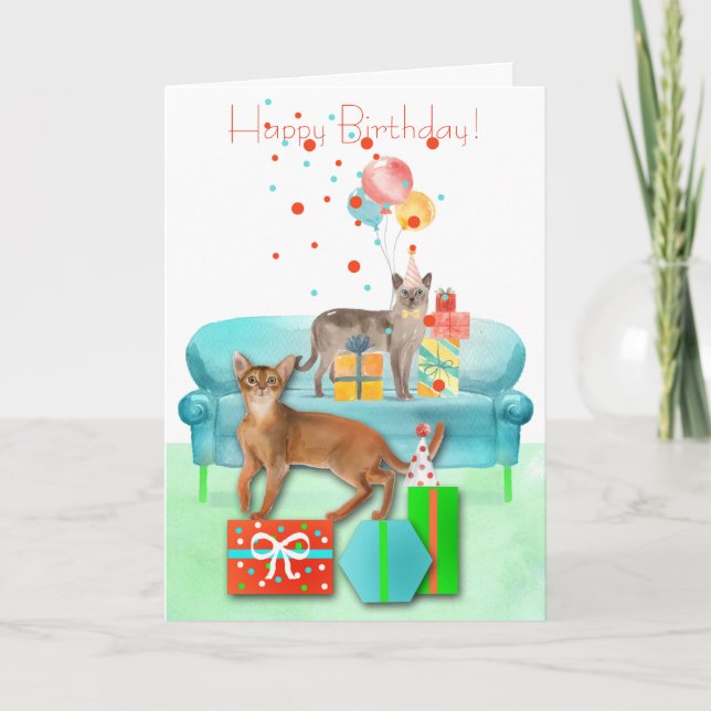 Carte Chats de fête d'anniversaire avec Casquettes et ca (Devant)