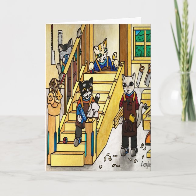 Carte Chats de joaillerie en bois (Devant)