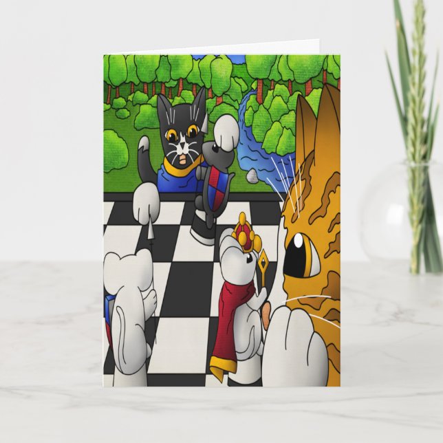 Carte Chats d'échecs dans le parc (Devant)
