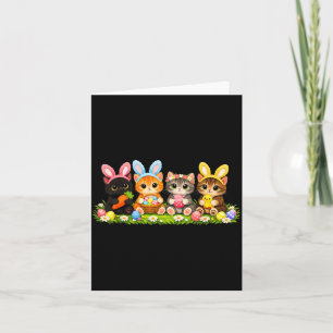 Carte Chats drôles de Pâques Oreilles de Lapin Œufs de P