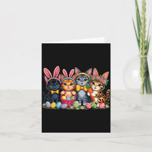 Carte Chats drôles de Pâques Oreilles Lapin Œufs Printem