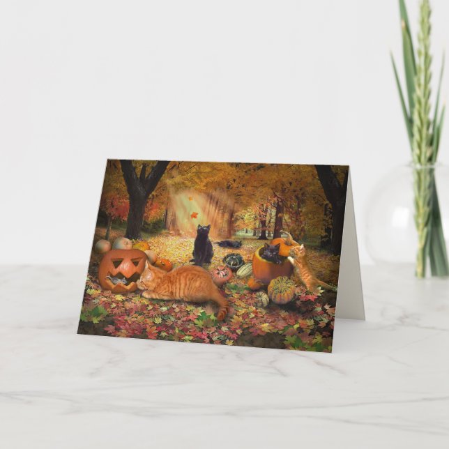 Carte Chats en automne (Devant)