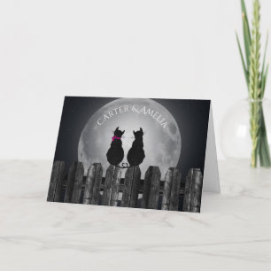 Carte Chats en clair de lune avec des noms