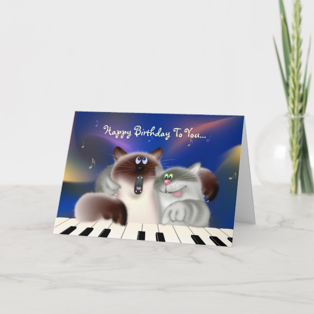 Carte Chats en piano (Devant)