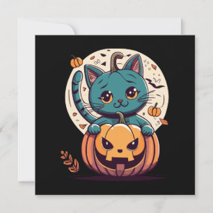 Carte Chats et citrouilles pour un joyeux Halloween !