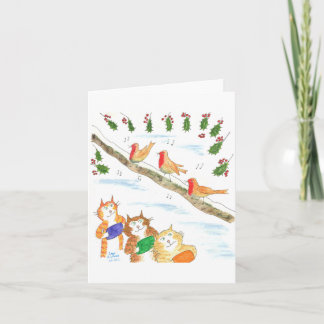 Carte Chats gardant les pattes chaudes