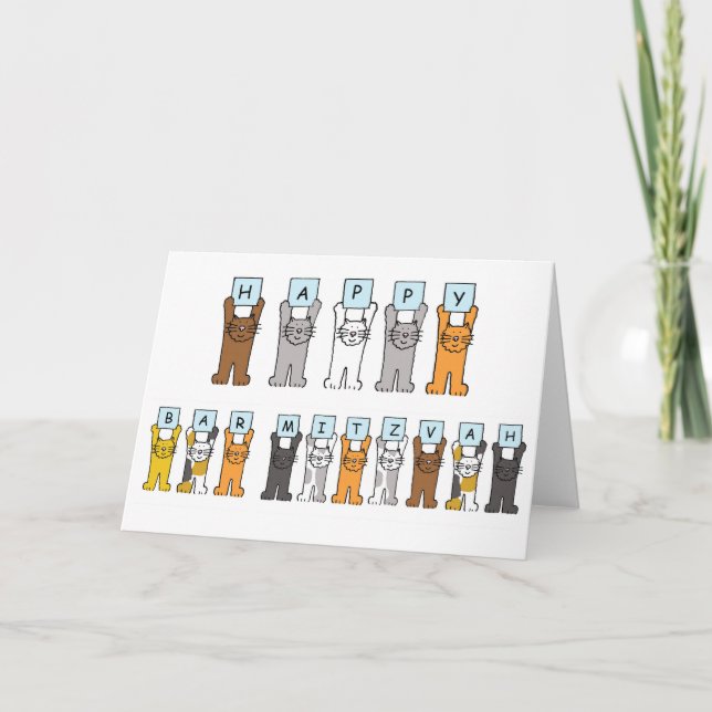 Carte Chats heureux de bande dessinée de Mitzvah de (Devant)
