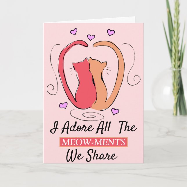 Carte Chats J'adore tous les Meow-ments Valentine Hearts (Devant)