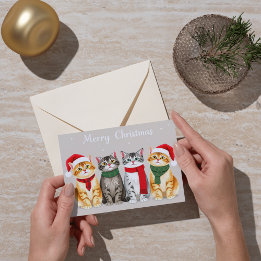Carte Chats mignons en chapeaux de Noël Joyeux Noël Desi