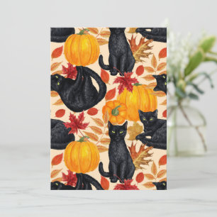 Carte Chats noirs et citrouilles