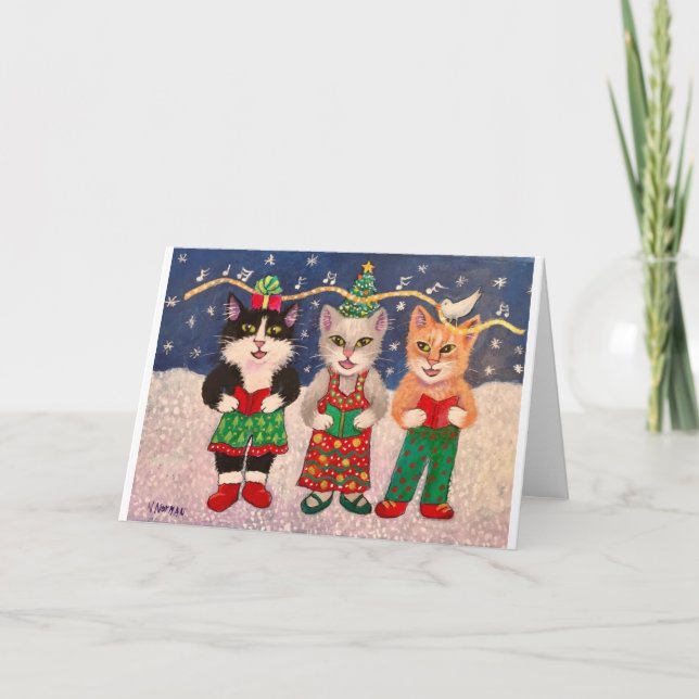 Carte Chats qui chantent Noël (Devant)