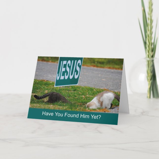 Carte Chats trouvés Jesus Funny Card (Devant)