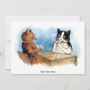 Carte Chats vintages jouant au poker par Louis Wain Card