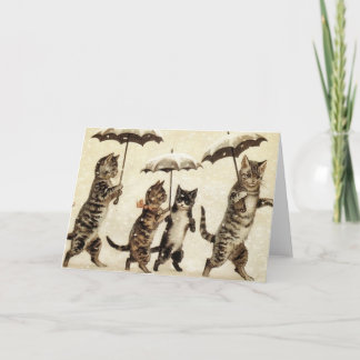 Carte Chats vintages marchant dans la neige