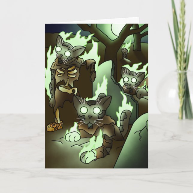 Carte Chats zombies d'Halloween (Devant)