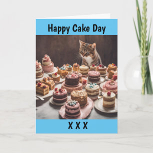 Carte Chatte à manger aux gâteaux Anniversaire Célébrati