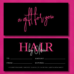 Carte Chaud Coiffeur rose Monogramme Certificats cadeaux
