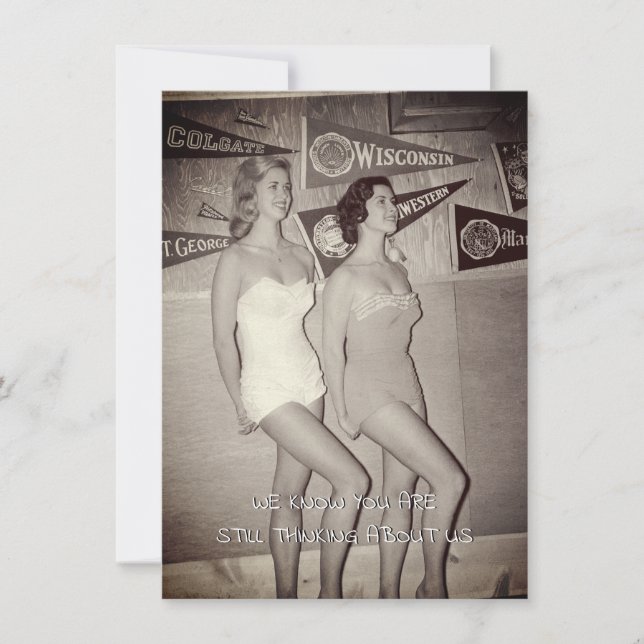 CARTE CHAUD JEUNE COLLÈGE FEMMES PHOTO VINTAGE BABES FUN (Devant)