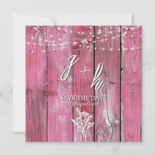 Carte Chaud rose rustique bois lumières à cordes Enregis