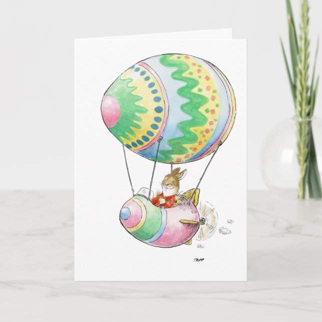 Carte chaude de ballon à air d'oeuf de pâques (Devant)