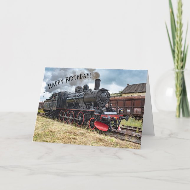 Carte Chaudière à vapeur Locomotive Train Amusant Annive (Devant)