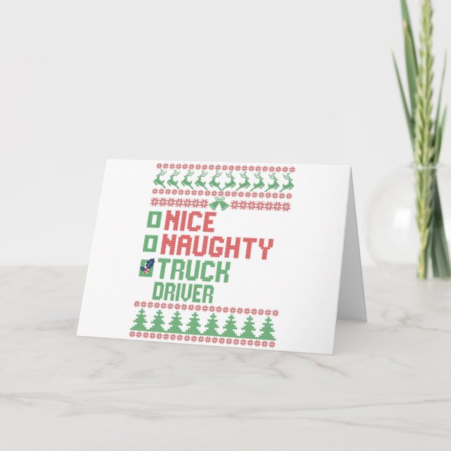 Carte Chauffeur de Camion Mignon et Vilain Cadeau de Noë (Devant)