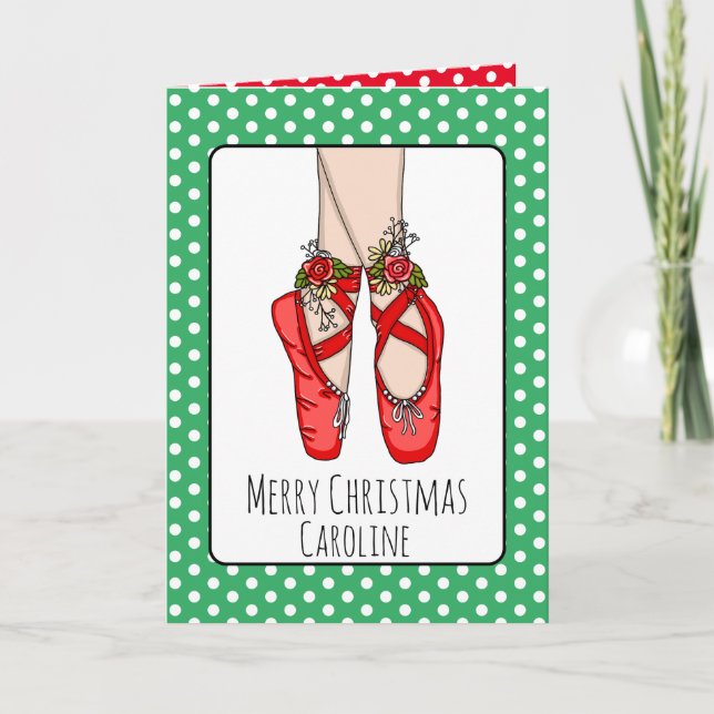Carte Chaussons de ballet personnalisés Noël (Devant)