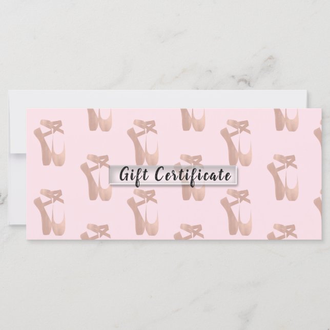 Carte Chaussons de Ballet Rose Ballerina Certificat cade (Devant)