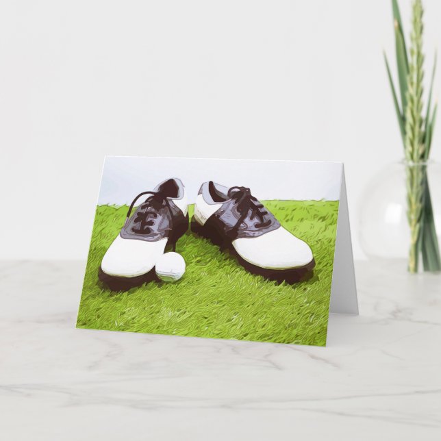 Carte Chaussure de golf avec balle de golf sur vert (Devant)