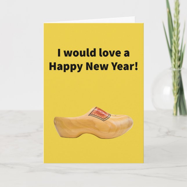 Carte Chaussure en bois - Bonne année (Devant)