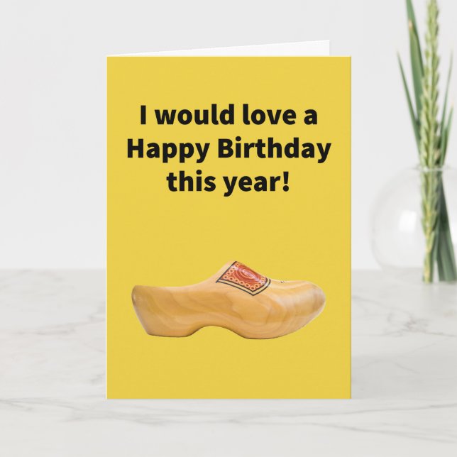 Carte Chaussure en bois - Joyeux anniversaire (Devant)