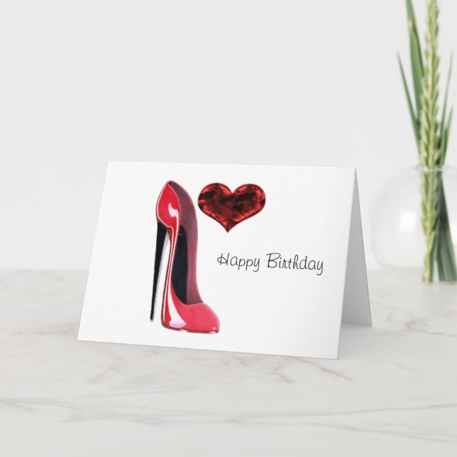 Carte Chaussure Red Stiletto et coeur 3D (Devant)